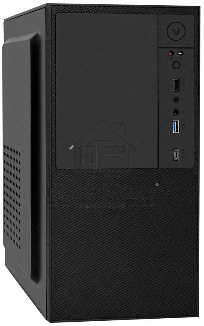 Компьютерный корпус Minitower ExeGate BAA-308UC-UNS500 (mATX, БП UNS500 с вент. 12см, 1*USB+1*USB3.0+1*TypeC, HD Audio, черный)