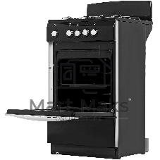 Плита газовая DeLuxe 5040.38 г (щиток) черный, конфорок 4 шт, духовка 43 л, 50 см x 85 см x 50 см