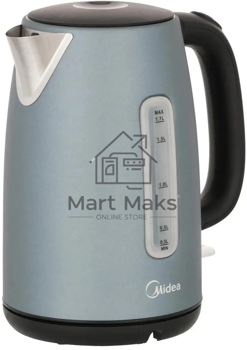 Чайник электрический Midea MK-8025 1.7л. 2200Вт серый корпус: стекло/металл/пластик