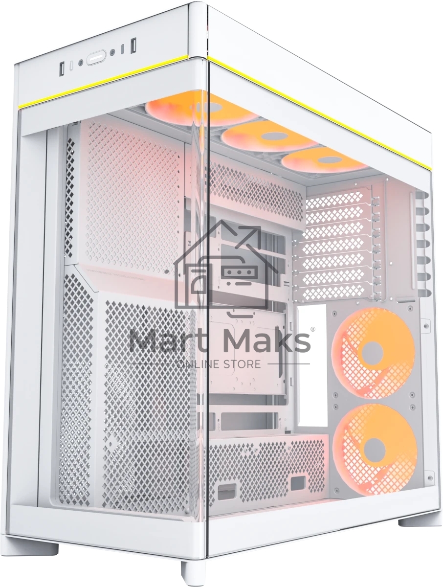 Компьютерный корпус Montech HS02 PRO белый без БП ATX 4x140мм 2xUSB 3.0 audio bott PSU
