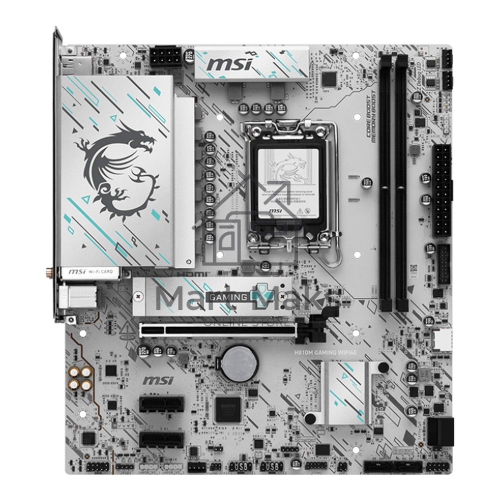 Материнская плата MSI H810M GAMING WIFI6E, LGA1851, Intel H810, 2xDDR5, 4xSATA, 1xM.2, 1xPCIe 5.0 x16, 2xPCIe 3.0 x1, 1xDP, 1xHDMI, 1x5Gb LAN, Wi-Fi 6E, Bluetooth 5.3, 1xUSB-C 20Gbps, 2xUSB-A 5Gbps, 4xUSB-A 2.0, 3x3.5 мм, 7.1, mATX