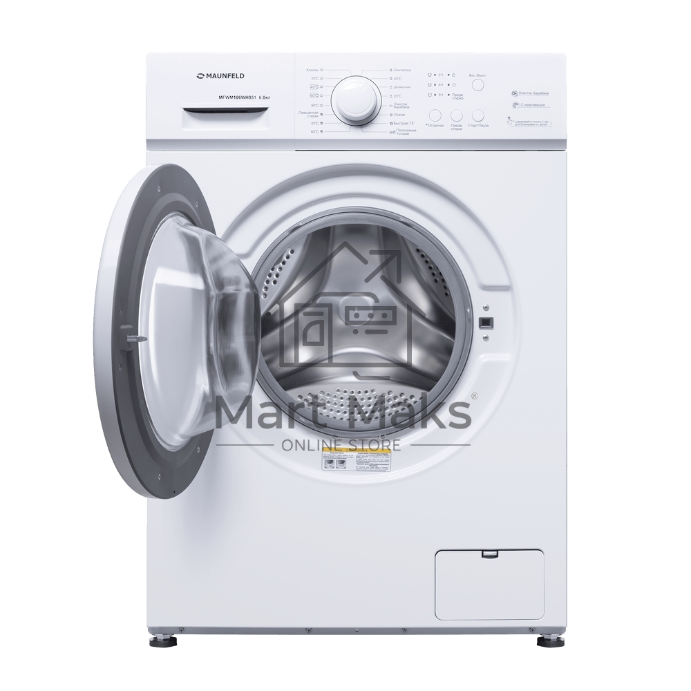 Стиральная машина Maunfeld MFWM106WH051 белая, загрузка фронтальная 6кг, 1000 об/мин., класс: A++