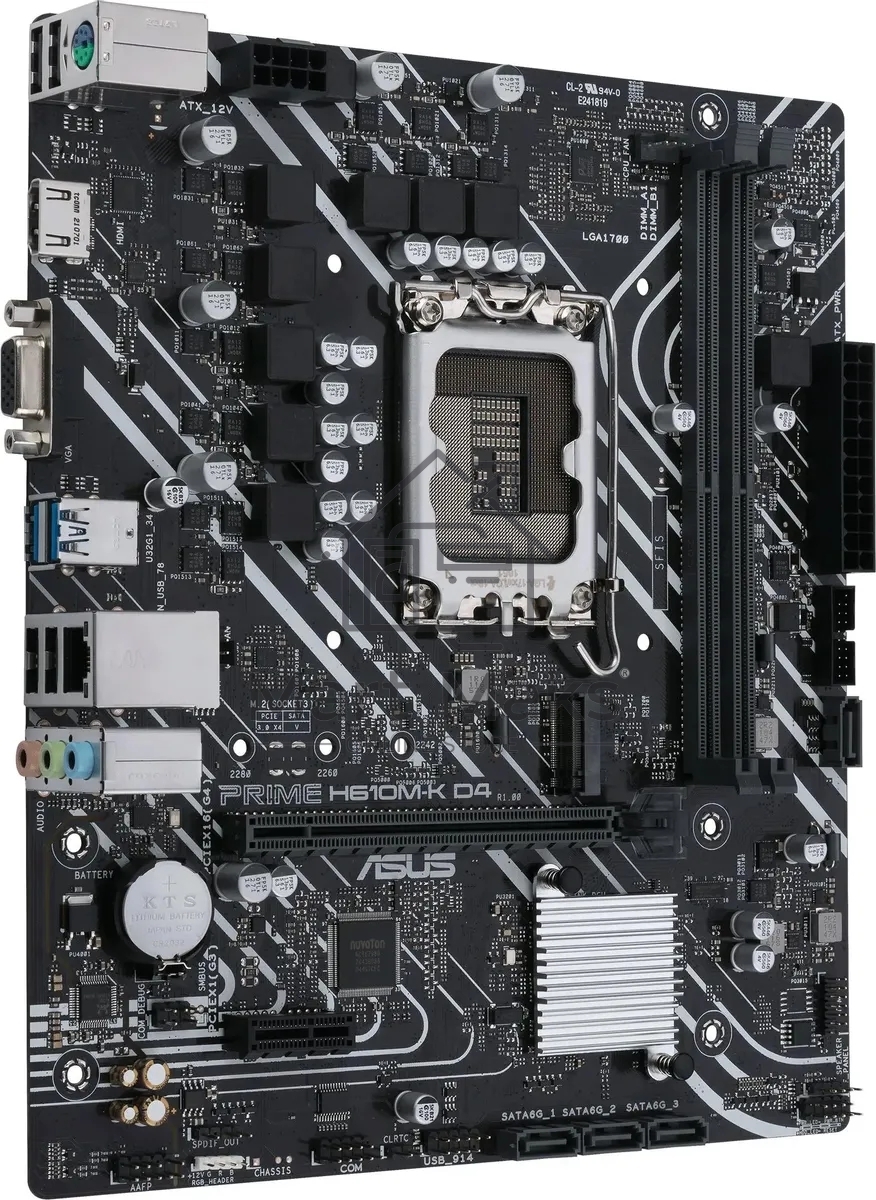 Материнская плата ASUS PRIME H610M-K D4 ARGB, LGA 1700, Intel H610, 2xDDR4, 4xSATA, 1xM.2, 1xPCIe 4.0 x16, 1xHDMI, 1x1Gb LAN, 2xUSB 5Gbps, 4xUSB 2.0, 7.1, mATX