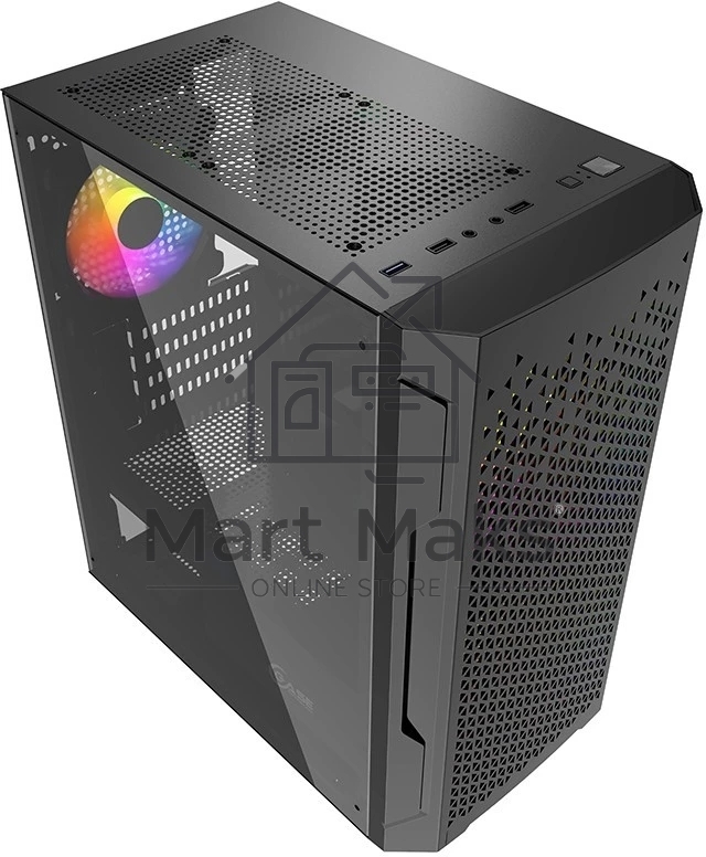 Компьютерный корпус Powercase Mistral Micro Z3B Mesh LED, Tempered Glass, 2x 140mm + 1х 120mm 5-color fan, черный, mATX (CMIMZB-L3)