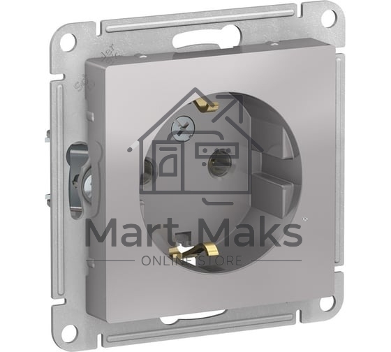 Механизм розетки 1-м СП AtlasDesign с заземл. 16А алюм. SchE ATN000343