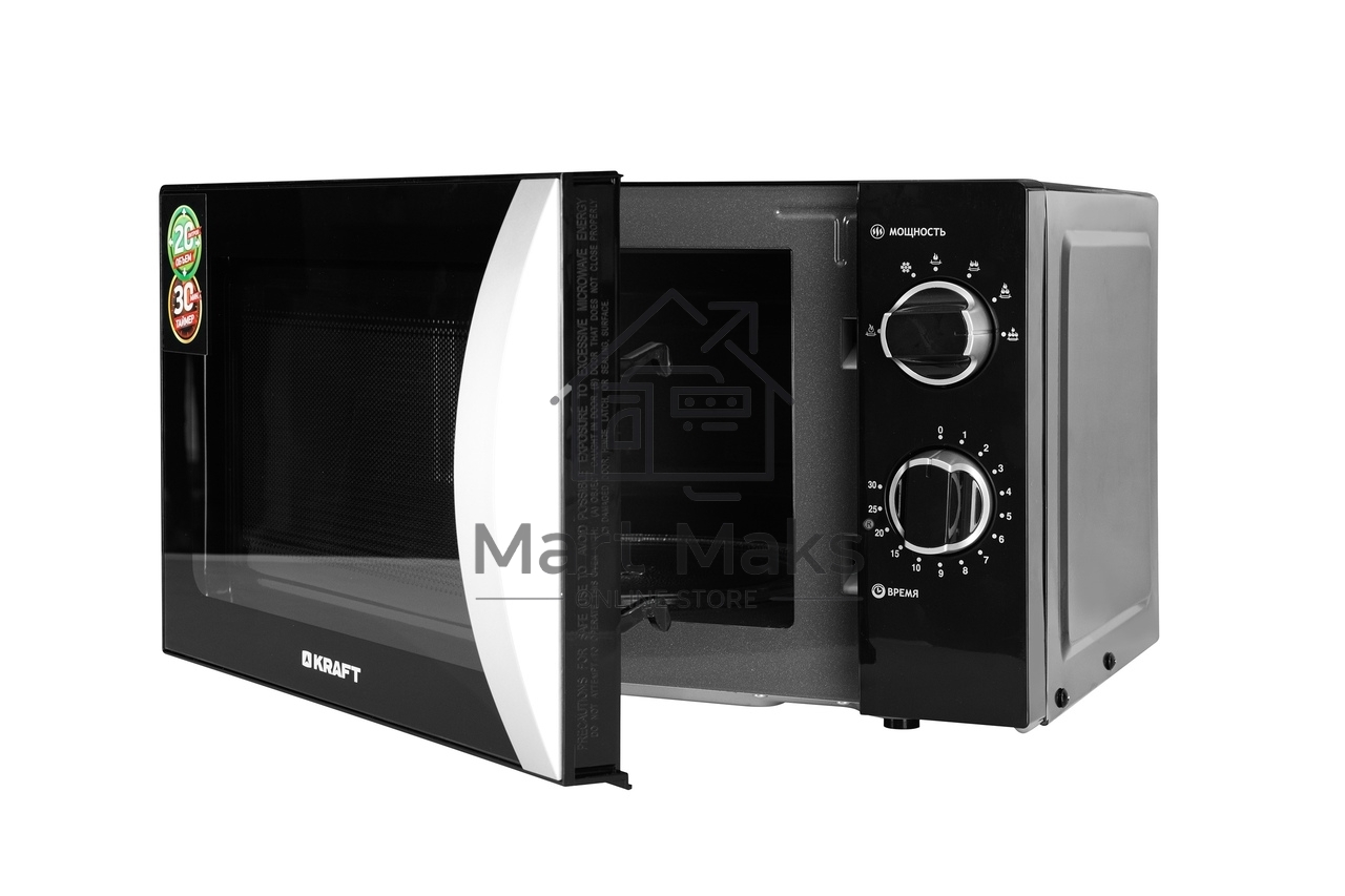 Микроволновая печь Kraft KF20MW7B-202M черный, 20 л, 700 Вт, переключатели - поворотный механизм