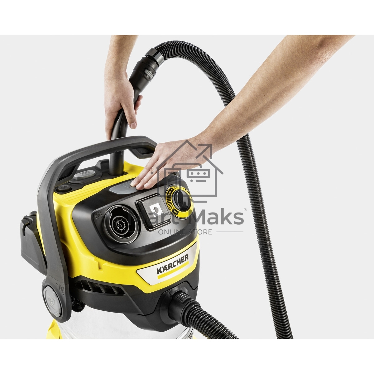 Строительный пылесос Karcher WD 6 P S V-30/6/22/T + DDC (YSY) желтый, 1300 Вт, уборка сухая/сбор воды, пылесборник мешок/контейнер, 30 л