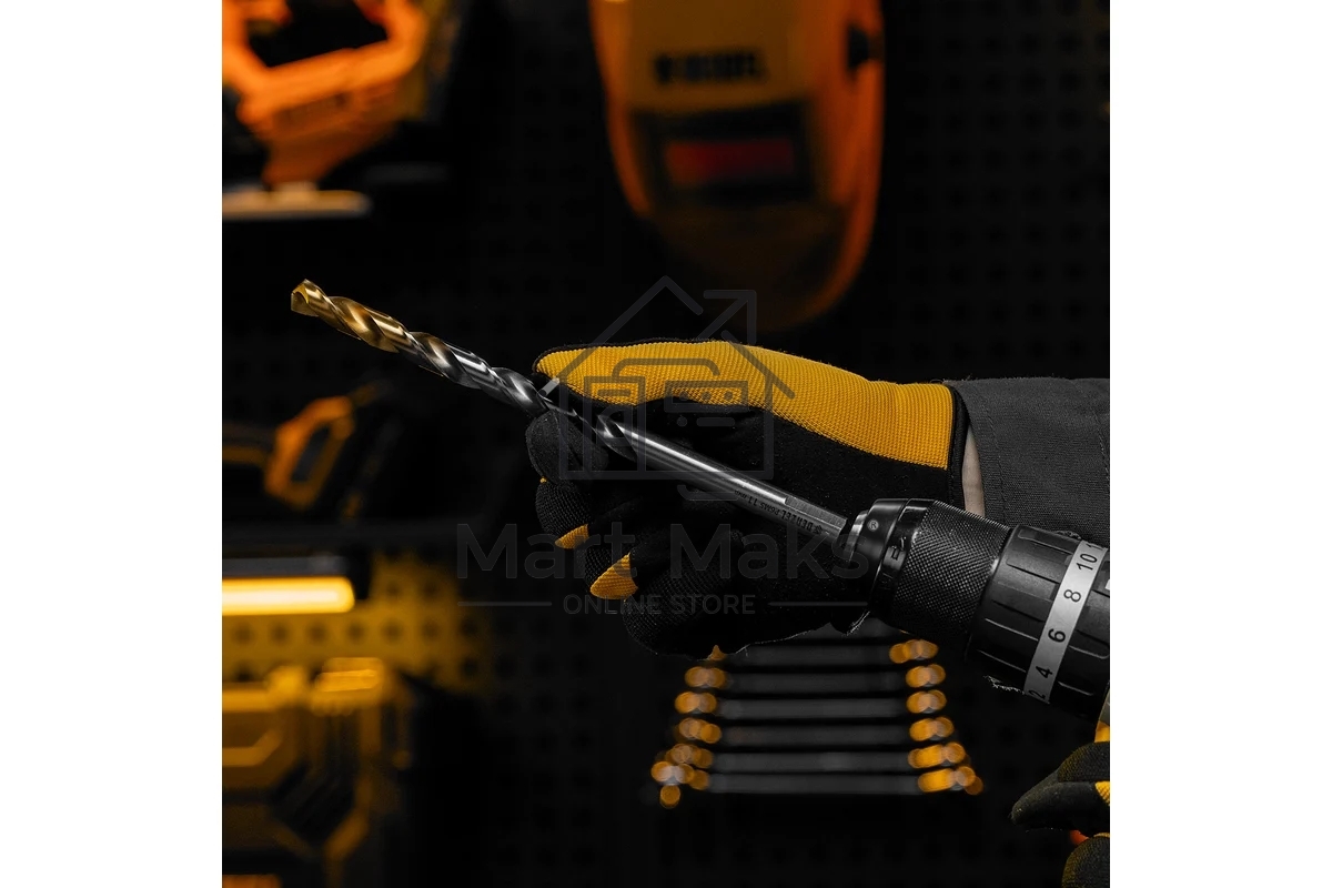 Сверло спиральное по металлу Denzel 11 х 195 мм, Р6М5, Golden Tip, удлиненное