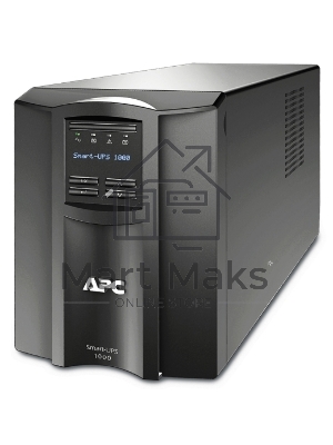 Источник бесперебойного питания APC Smart-UPS 1000VA/700W, Line-Interactive, LCD, Out: 220-240V 8xC13 (4-Switched), SmartSlot, USB, SmartConnect, черный, 1 year warranty (REP: SMT1000I)