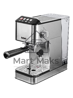 Кофеварка рожковая BBK BCM1501 нержавеющая сталь/черный, исп. кофе - молотый, 1.7 л, 1200 Вт, 20 бар