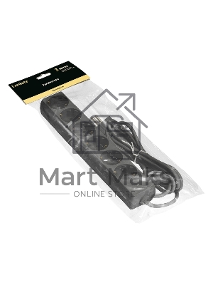 Удлинитель ExeGate ECE-6-3B (EX285831RUS), черный, 3 м, евровилка с заземлением, 6 евророзеток с заземлением, 2200 Вт