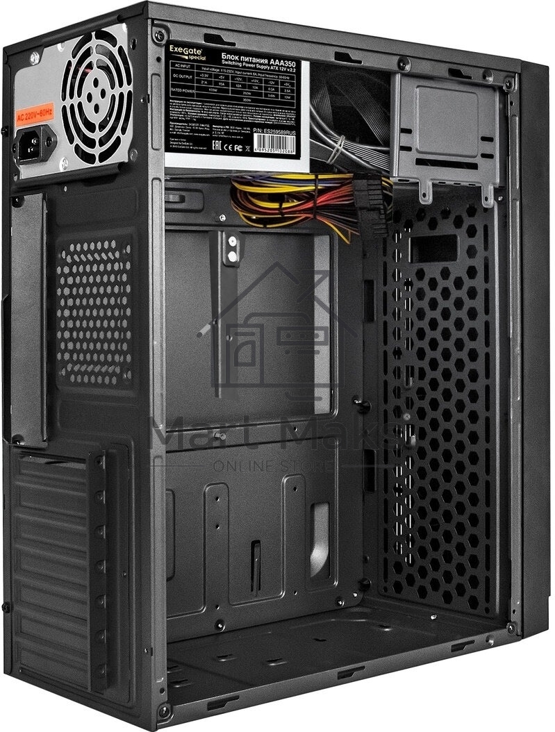 Компьютерный корпус Minitower ExeGate BAA-105U2-01-AAA350 (mATX, БП AAA350 с вент. 8см, 2*USB+2*USB3.0, аудио, черный)