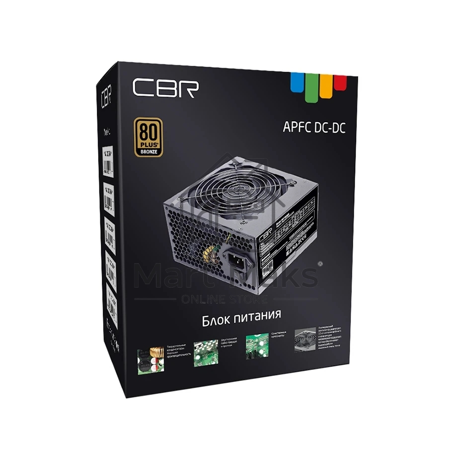 Блок Питания CBR PSU-ATX450-12GM, 450Вт,80+ Bronze, 120мм, черный
