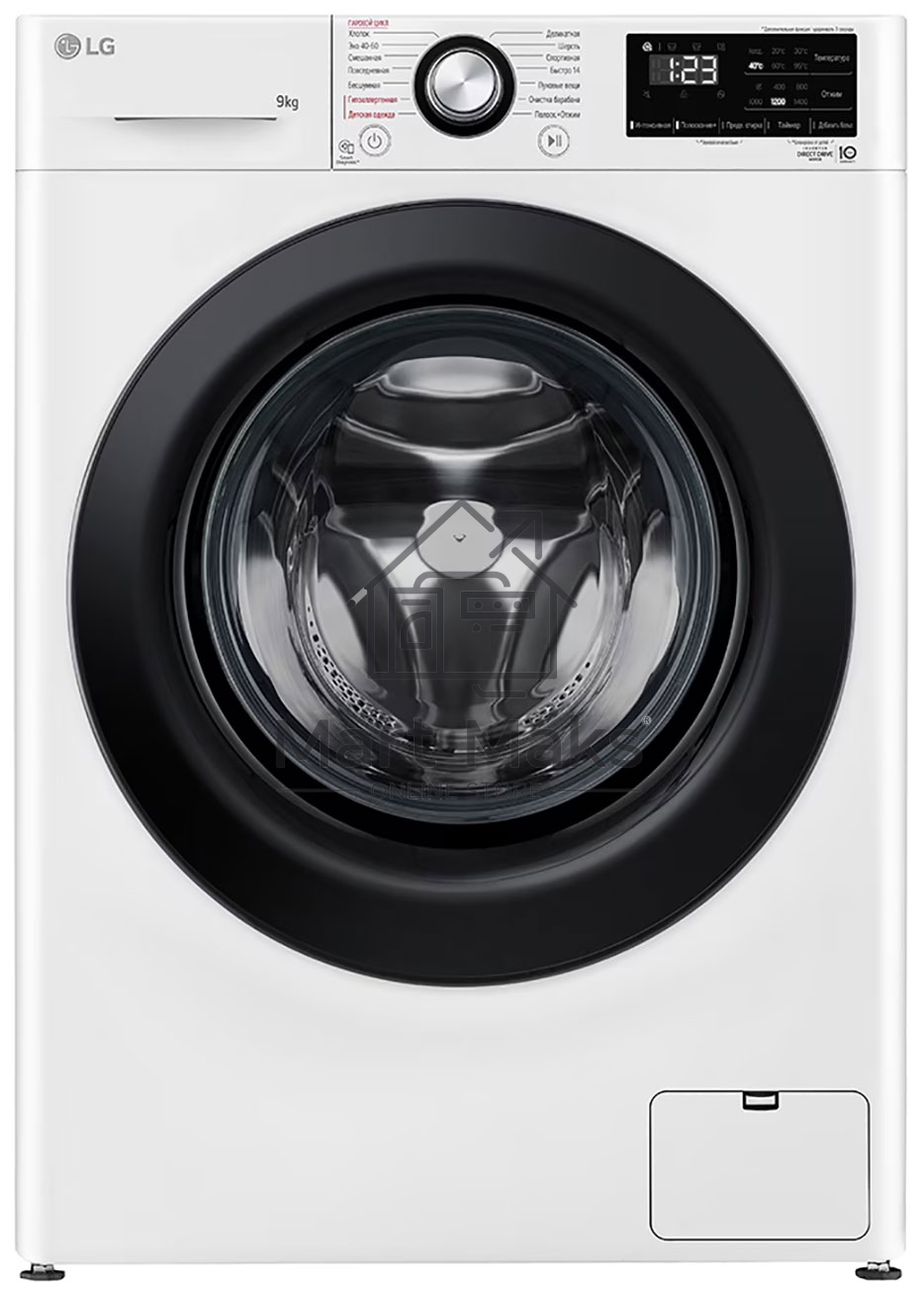 Стиральная машина LG F2V3FS6W белая, загрузка фронтальная 9 кг, 1400 об/мин, класс A