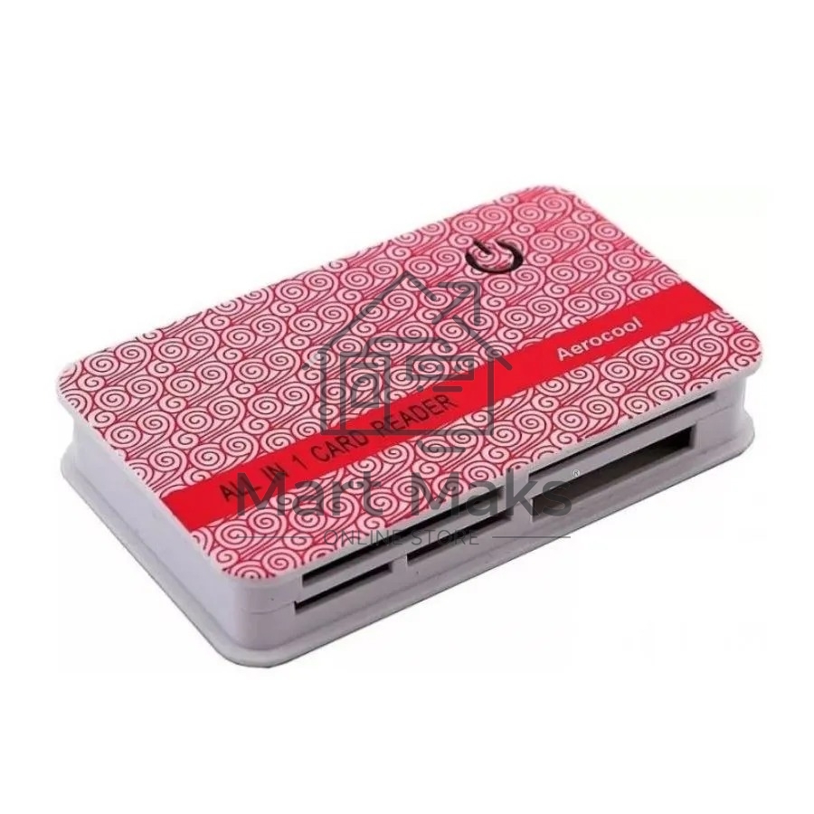 Карт-ридер внешний AeroCool AT-932A/белый-красный/SD/MMC/M2/MS/MS Pro/T-F/M2/microSD/USB 2.0/пластик