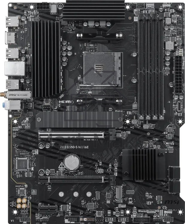 Материнская плата MSI PRO B550-S WIFI6E, AM4, AMD B550, 4xDDR4, 4xSATA, 2xM.2 PCIe, 1xHDMI, 1x 1Gb LAN, 8xUSB (4xUSB 2.0, 2xUSB 3.2 Gen1, 1xUSB 3.2 Gen2 Type-A, 1xUSB 3.2 Gen2 Type-C), 3x3.5 мм, 7.1, ATX