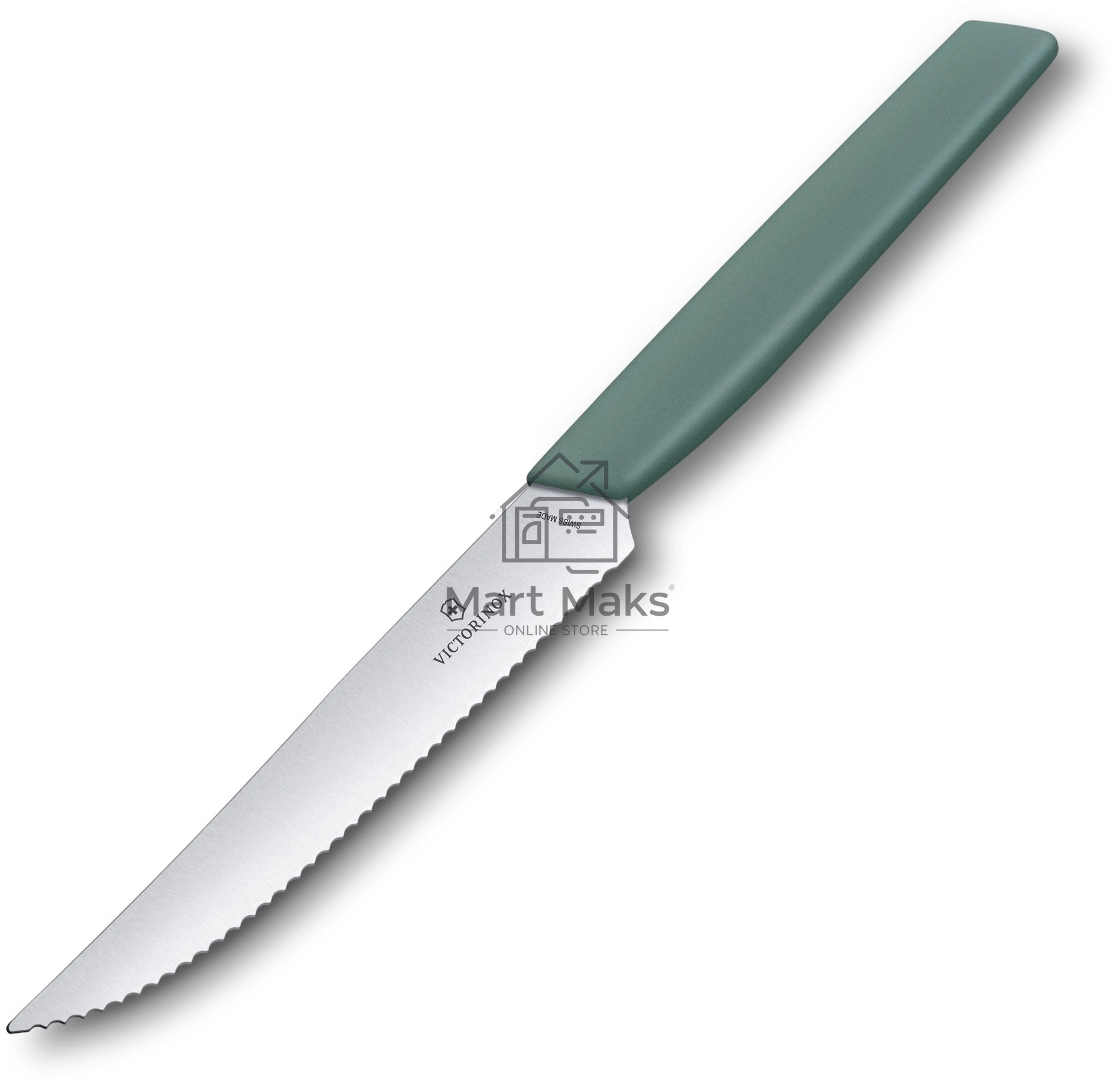 Нож кухонный Victorinox Swiss Modern (6.9006.12W43) стальной столовый для стейка лезв.120мм серрейт. заточка шалфей