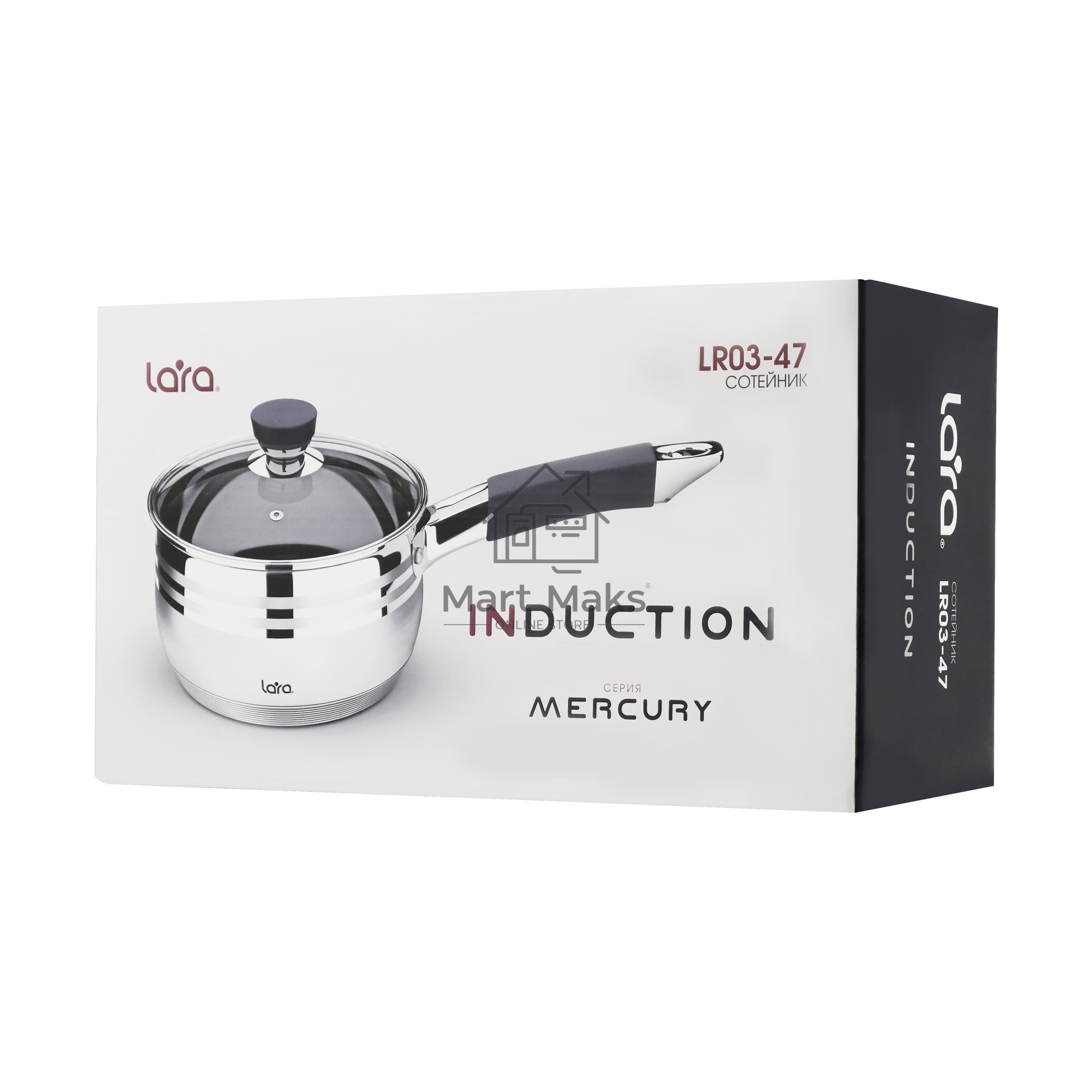 Сотейник LARA LR03-47 2.1 л, с крышкой, 16 см, нержавеющая сталь