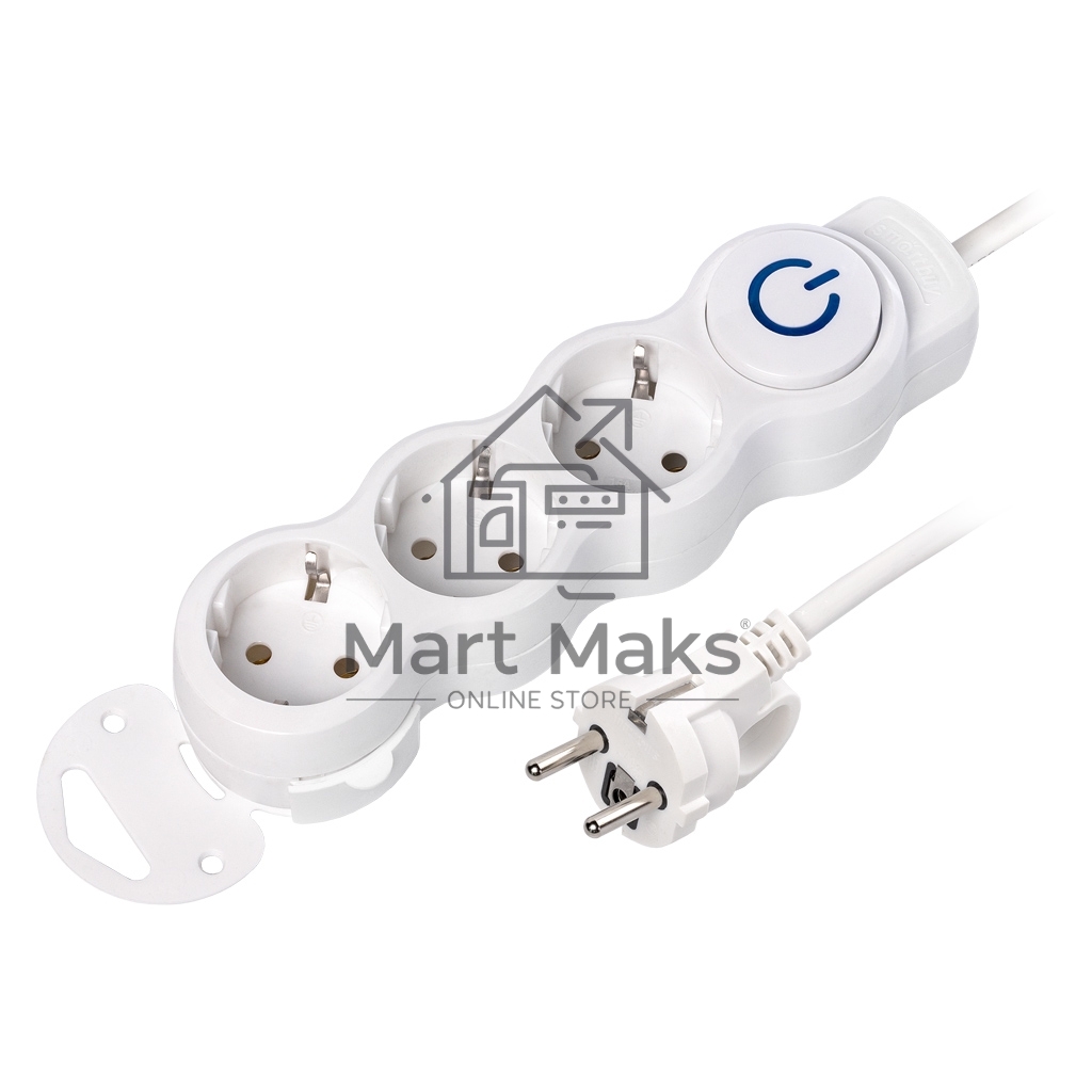 Удлинитель бытовой Smartbuy (SBE-16-3-10m-ZS) 3 роз х 10,0 м - белый