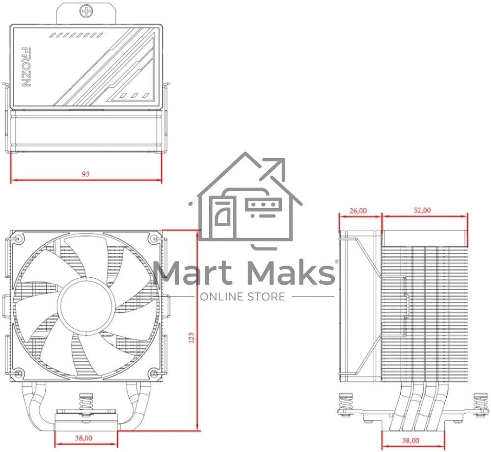 Кулер Cooler ID-Cooling FROZN A400 ARGB черный 92мм алюминий+медь 2200rpm 25.8db 4-pin 180W 123мм