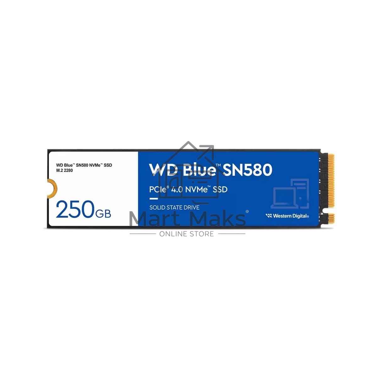 Накопитель SSD Western Digital M.2 2280 250GB Blue SN580 WDS250G3B0E PCIe Gen4x4 with NVMe,3D TLC NAND