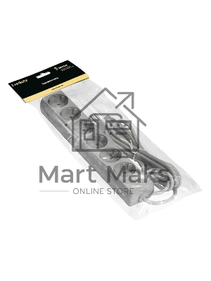 Удлинитель ExeGate ECE-6-3G (EX285832RUS), серый, 3 м, евровилка с заземлением, 6 евророзеток с заземлением, 2200 Вт