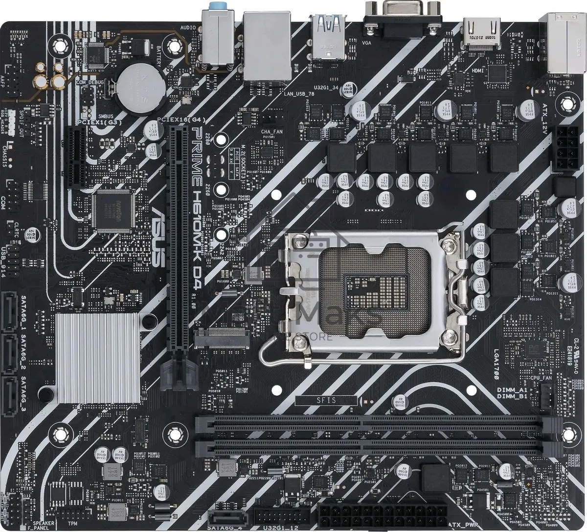 Материнская плата ASUS PRIME H610M-K D4 ARGB, LGA 1700, Intel H610, 2xDDR4, 4xSATA, 1xM.2, 1xPCIe 4.0 x16, 1xHDMI, 1x1Gb LAN, 2xUSB 5Gbps, 4xUSB 2.0, 7.1, mATX