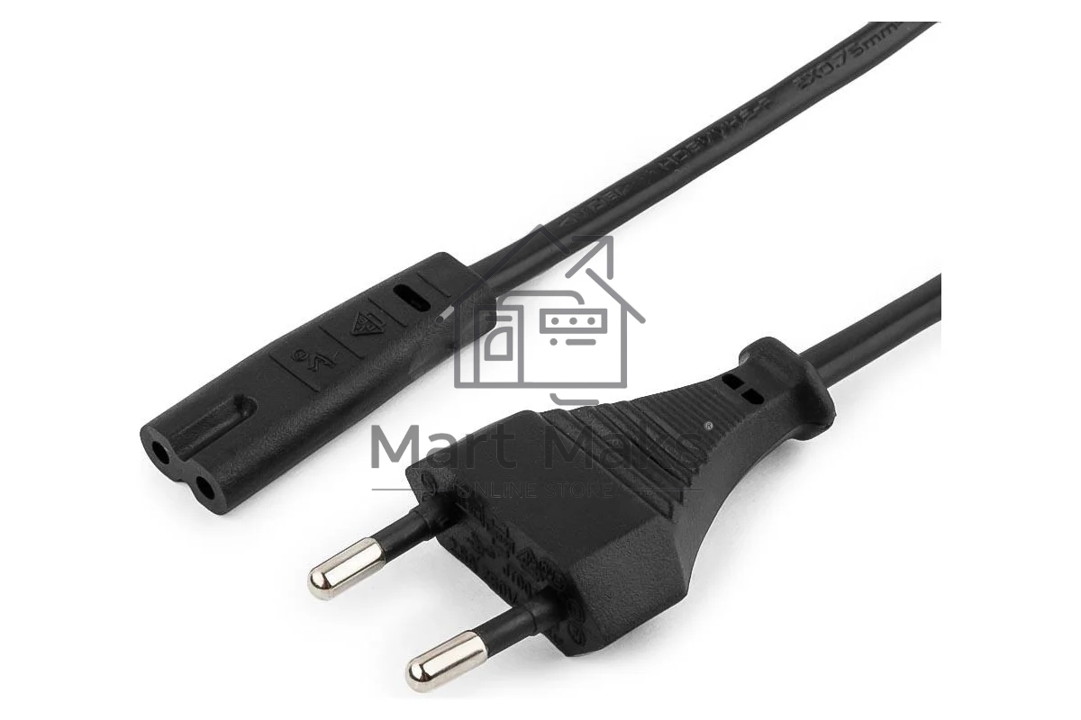 Шнур PowerCube ШВВП-АП 2*0,75 S52C7-250-2,5-1,8, черный, 1,8 м, S52 - C7, 2-pin