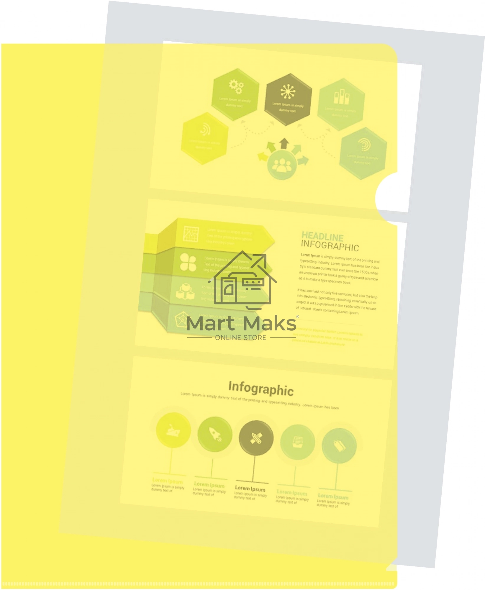 Папка-уголок Silwerhof Eco тисненый A4, пластик, 0.12мм, желтый