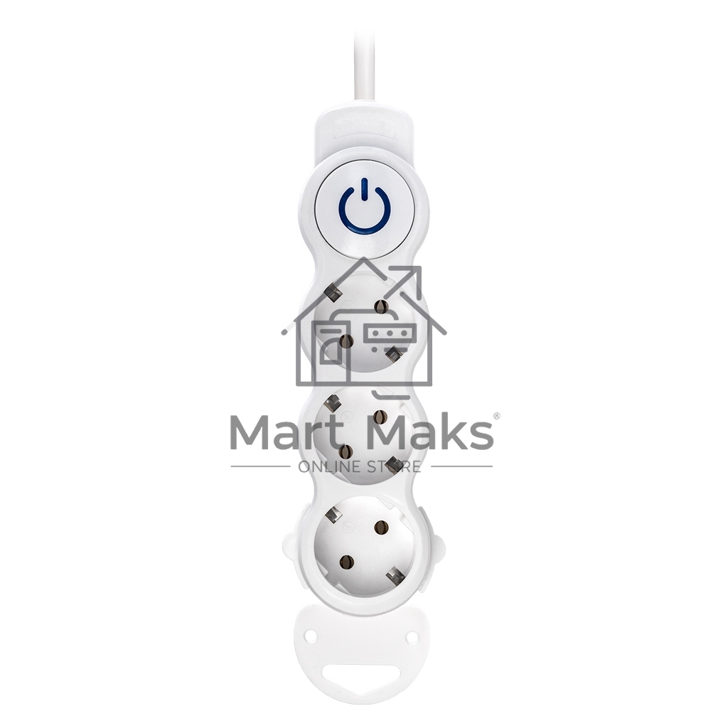 Удлинитель бытовой Smartbuy (SBE-16-3-10m-ZS) 3 роз х 10,0 м - белый