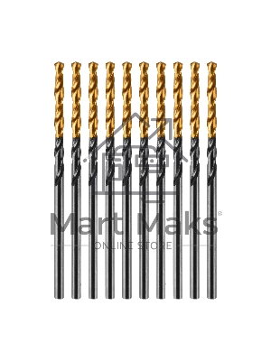 Сверло по металлу Denzel 2 мм, HSS-Tin, Golden Tip, 10 шт.
