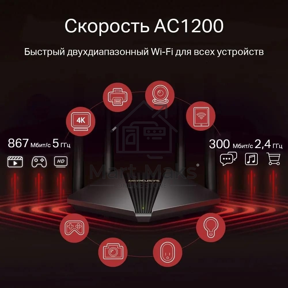 Двухдиапазонный гигабитный Wi-Fi роутер Mercusys MR1200G AC1200