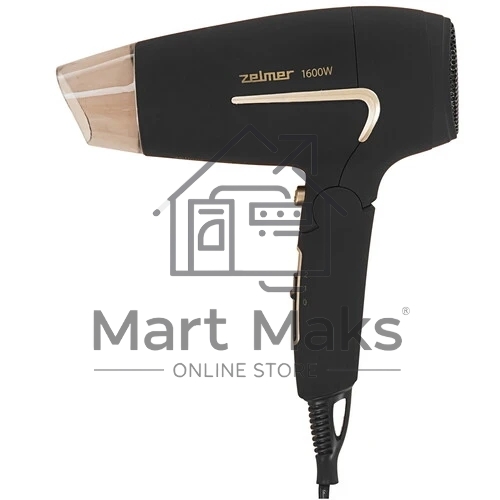 Фен Zelmer TRAVEL ZHD8321 черный/золотистый, 1600 Вт, компактный