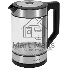 Чайник электрический Hyundai HYK-G3509 1.7 л, 2200 Вт, черный/прозрачный корпус: стекло/пластик