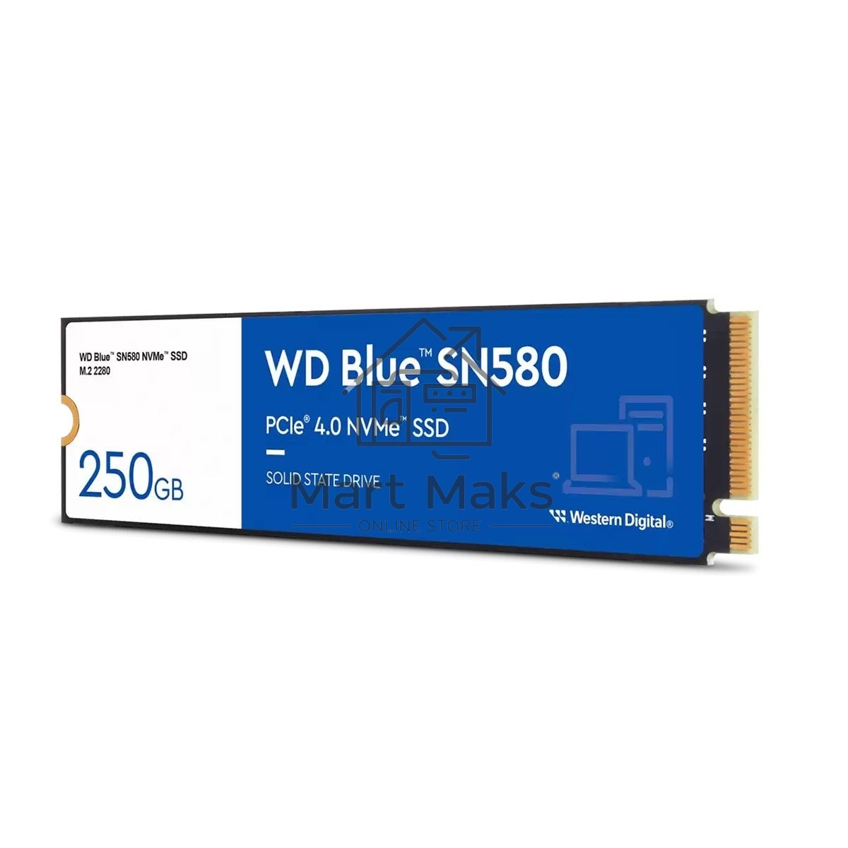 Накопитель SSD Western Digital M.2 2280 250GB Blue SN580 WDS250G3B0E PCIe Gen4x4 with NVMe,3D TLC NAND