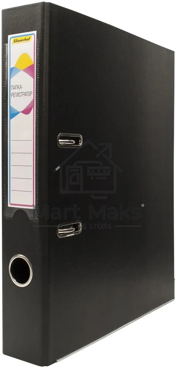 Папка-регистратор Silwerhof 2022106 A4 50мм, двусторонний ПВХ, черный, металлическая окантовка, сборная (упаковка: 2шт)