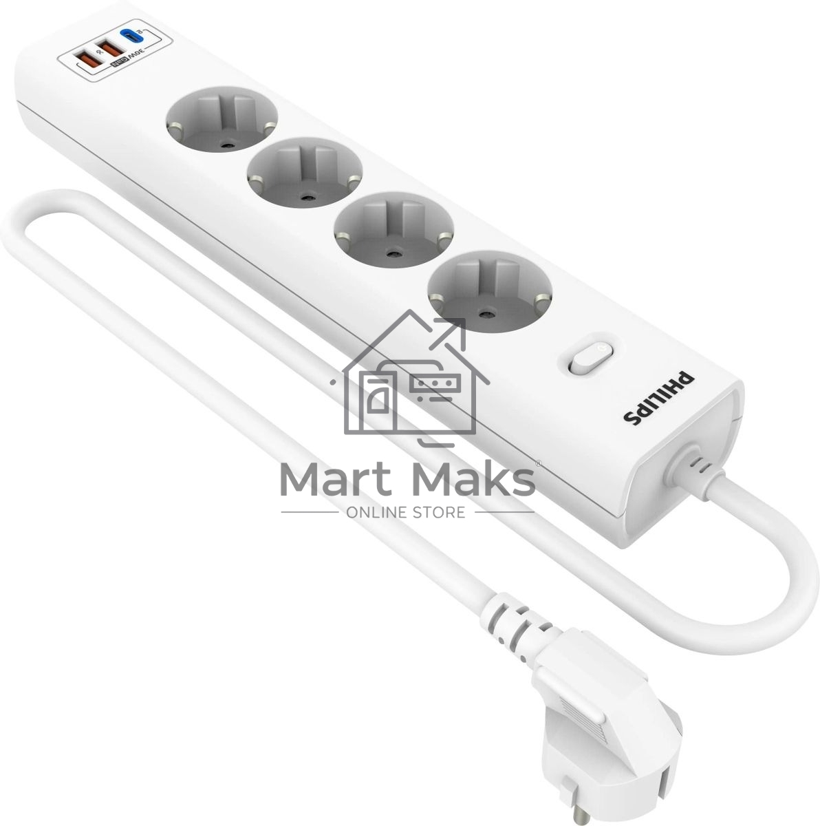 Сетевой фильтр Philips CHP8246WA/51 2м, 4 розетки, белый