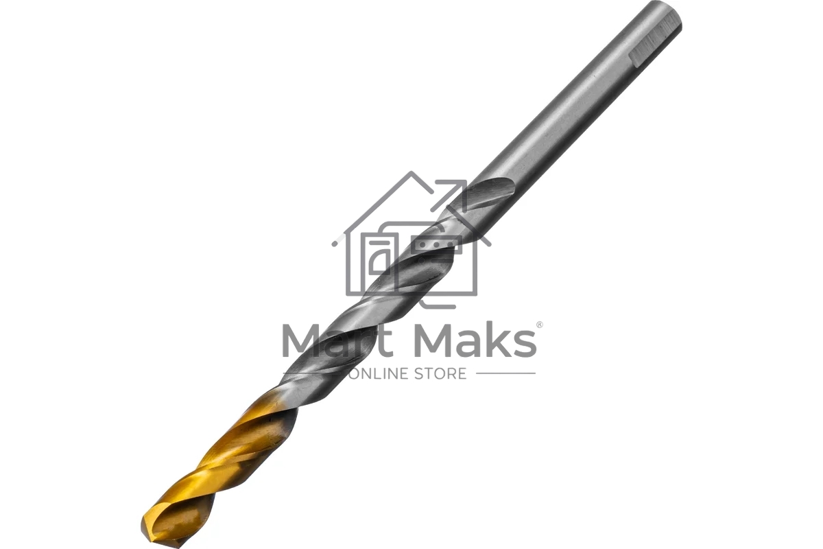 Сверло спиральное по металлу Denzel 11 х 195 мм, Р6М5, Golden Tip, удлиненное