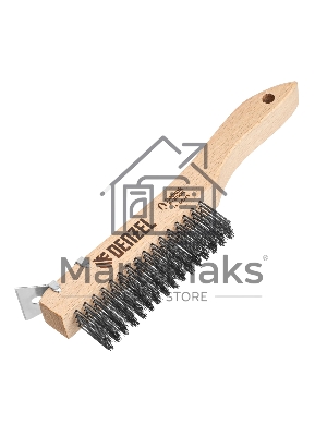 Щетка зачистная Denzel 4-х рядная, проволока из нержавеющей стали с деревянной ручкой скребок, EFP