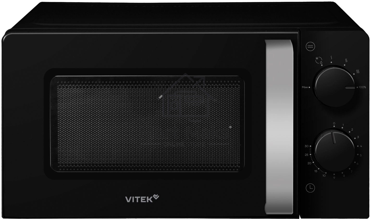 Микроволновая печь Vitek VT-MW1020 черный, 20 л, 700 Вт, переключатели — поворотный механизм