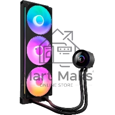 Система жидкостного охлаждения для ПК/ Water Cooling System NZXT Kraken Plus 360 RGB V2 (260W, 360mm, LED temp., Black, RGB/ Fans: 3x120mm, 75.05CFM, 31.9dBA, 2400RPM/ Pump height 55.97mm, 2800RPM, Rad thickness 27mm/ S: 1851, 1700, 1200, 115X, AM5, AM4)