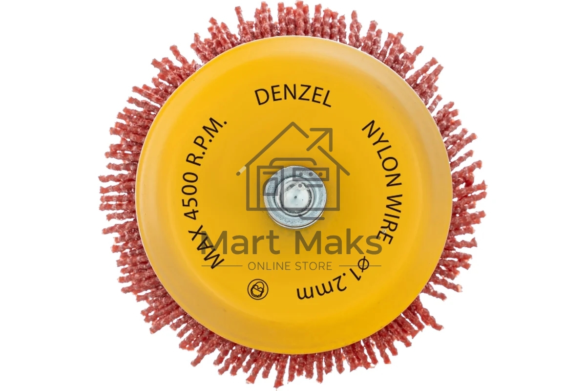 Щетка для дрели Denzel 75 мм, чашка, со шпилькой, нейлоновая щетина