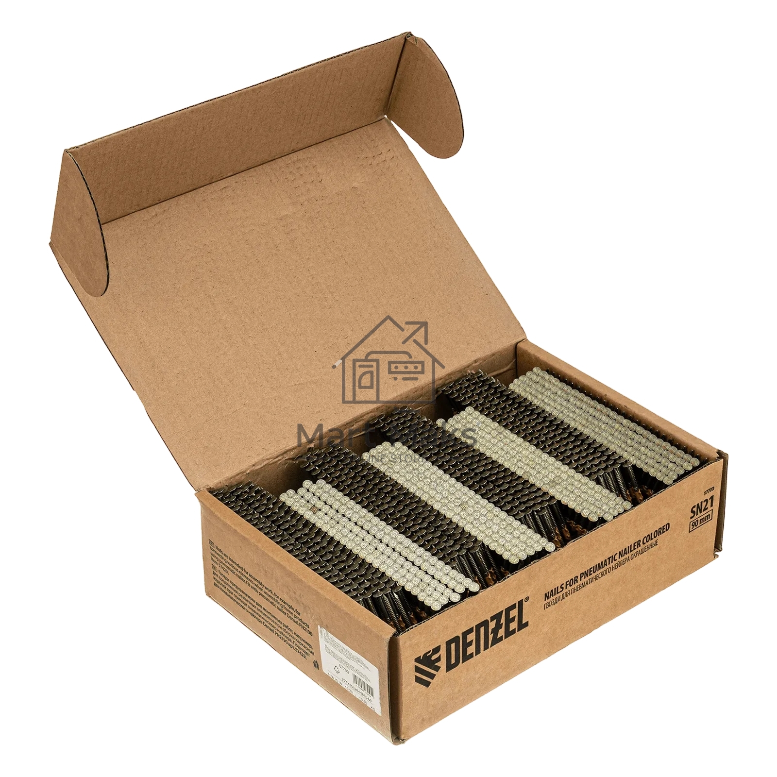 Гвозди Denzel для пнев. нейлера (крашен.), длина - 90 мм, диам. - 3,05 мм, 2000 шт.