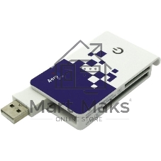 Карт-ридер внешний AeroCool AT-955A/белый-синий/Micro SD/Micro SDHC/Micro SDXC/SD/SDHC/SDXC/MS/MS Duo/MS Micro (M2)/USB 2.0 Type-A/пластик