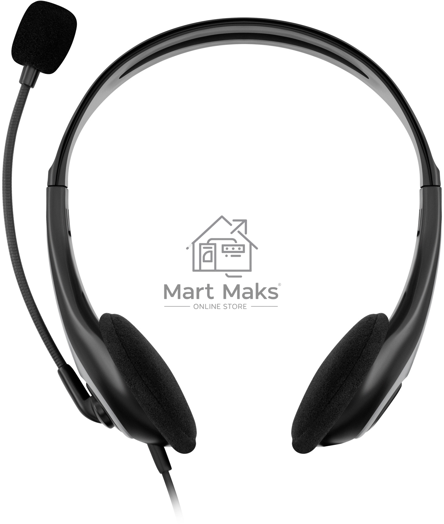 Наушники с микрофоном Оклик HS-M300 черный/серый 1.8м накладные оголовье (1876323)