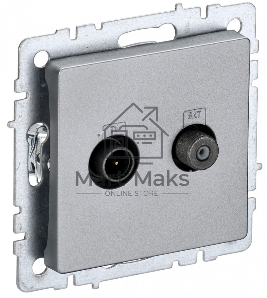 Розетка телевизионная двойная TV+SAT IEK BRITE РТВ/РСп12-БрА алюминий