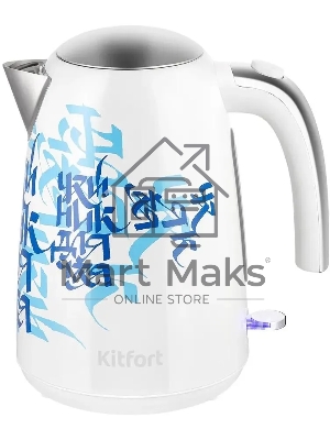 Чайник электрический Kitfort КТ-6772 1.7 л, 2200 Вт, белый/синий корпус: металл/пластик