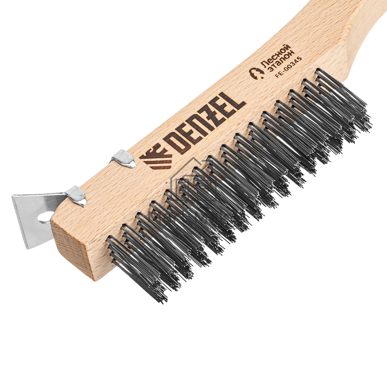 Щетка зачистная Denzel 4-х рядная, проволока из нержавеющей стали с деревянной ручкой скребок, EFP