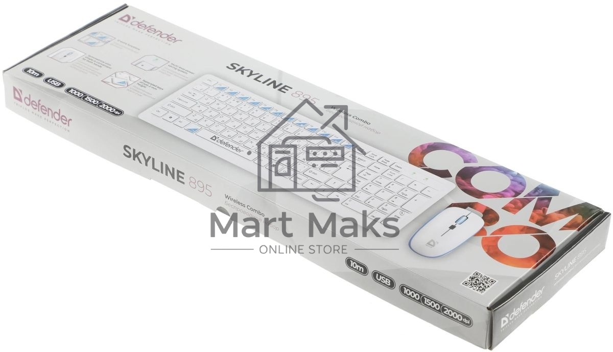 Комплект клавиатура + мышь Defender Skyline 895 Nano W (белый) Кл:104, 1000/1500/2000dpi