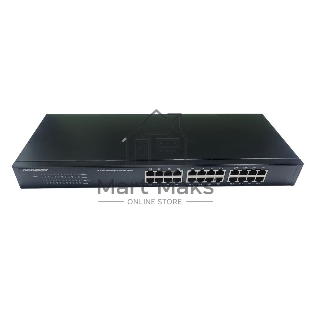 Коммутатор неуправляемый NEOMAX NMS-124P-1000-SR, 24 порта 1000 Mbps, металл Rack